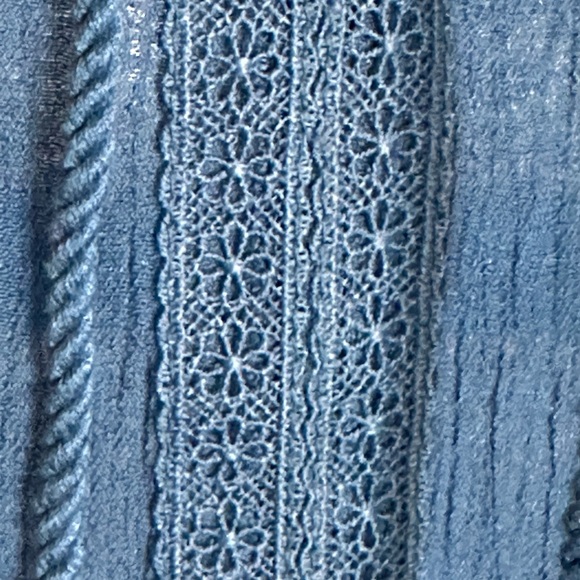 Counterparts Gauze Boho Top Bell Short Sleeve Floral Crochet Trim large - Picture 5 of 5